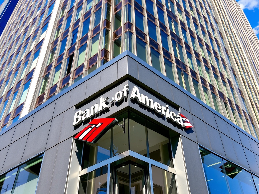 Bank of America building's exterior showcasing the logo and modern architecture.